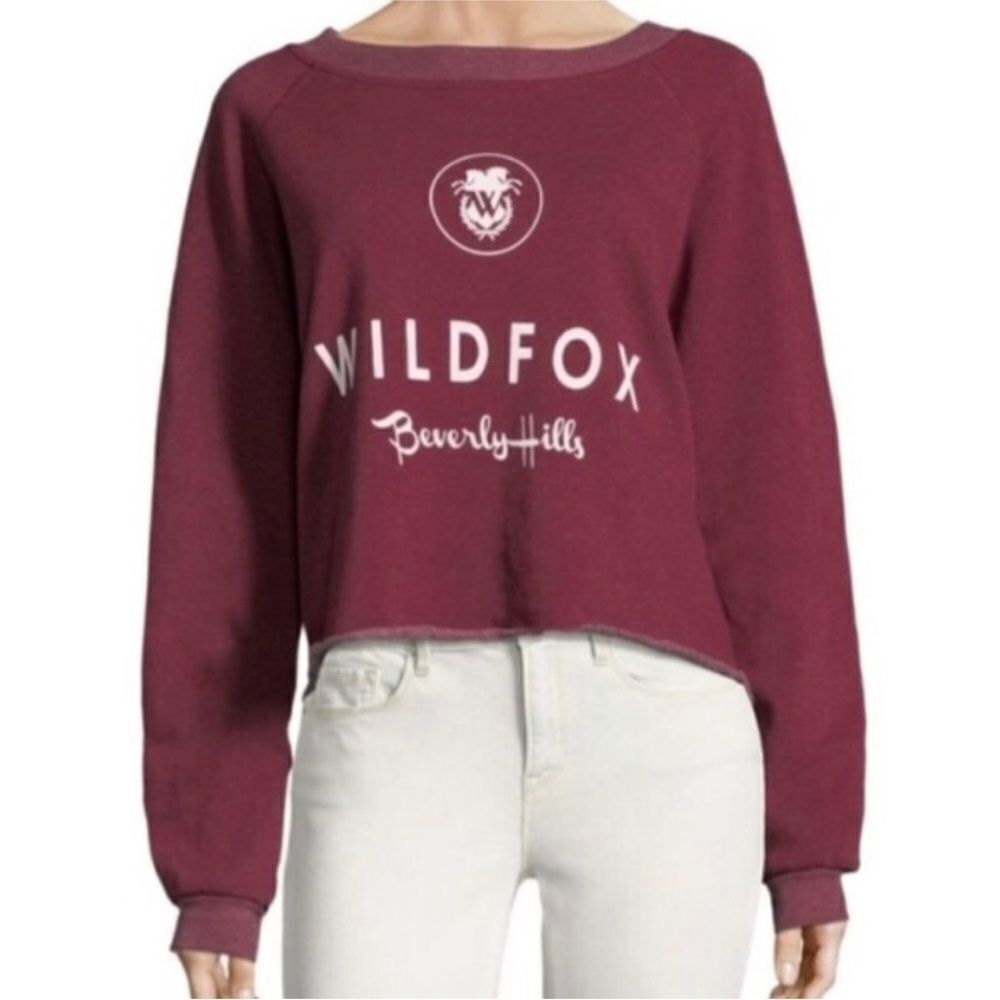 Wildfox Burgundy Cropped Sweatshirt